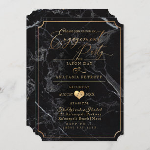 Invitation PixDezines Engagement Party Marbre/Faux Gold