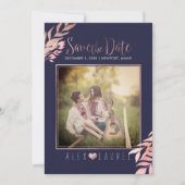 Invitation PixDezines Enregistrer la date/Faux Rose Gold Foli (Devant)