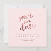Invitation PixDezines Enregistrer la date/Faux Rose Gold/Marb (Devant)