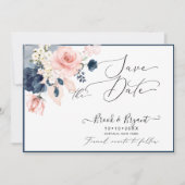Invitation PixDezines Enregistrer la date H2 Dusty Blue Blush (Devant)