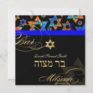 Invitation PixDezines Etoiles Psychédéliques, Bar Mitzvah