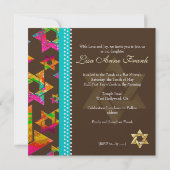 Invitation PixDezines Étoiles psychédéliques, Bat mitzvah (Dos)
