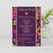 Invitation PixDezines étoiles psychédéliques/Mitzvah/couleur  (Debout devant)