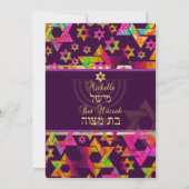 Invitation PixDezines étoiles psychédéliques/Mitzvah/couleur  (Dos)