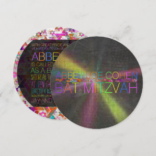 Invitation PixDezines étoiles psychédéliques/neon/bar mitzvah