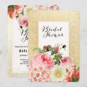 Invitation PixDezines fantaisies spectres d'or/roses/douche n (Devant / Derrière)