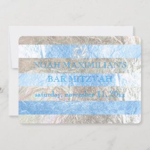 Invitation PixDezines fausse feuille/bandes argent bar mitzva