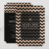 Invitation PixDezines fausse feuille/chevron bar mitzvah (Devant / Derrière)