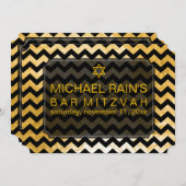 Invitation PixDezines fausse feuille/chevron bar mitzvah (Devant / Derrière)