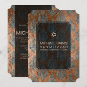 Invitation PixDezines fausse feuille/tunis damask bar mitzvah (Devant / Derrière)
