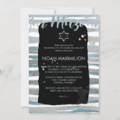 Invitation PixDezines faux argent/bleu/bandes bar mitzvah (Dos)