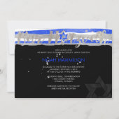 Invitation PixDezines faux argent/bleu/bandes bar mitzvah (Dos)
