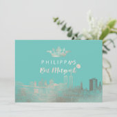 Invitation PixDezines Faux Argent NYC/Mitzvah/DIYcolor (Debout devant)