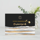 Invitation PixDezines faux bar mitzvah argent/or rayures (Debout devant)