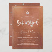Invitation PixDezines Faux Cuivre+Bat mitzvah Platine (Devant / Derrière)