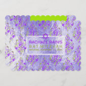 Invitation PixDezines faux feuille/bat mitzvah de damas de tu (Devant / Derrière)