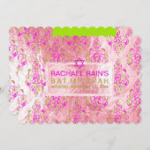 Invitation PixDezines faux feuille/bat mitzvah de damas de tu (Devant / Derrière)