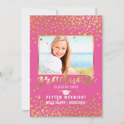 Invitation PixDezines Faux Gold Confetti Graduation (Devant)