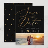 Invitation PixDezines Faux Gold Enregistrer la date (Devant / Derrière)