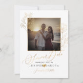 Invitation PixDezines Faux Gold Lisianthus+Delicate Branch (Devant)