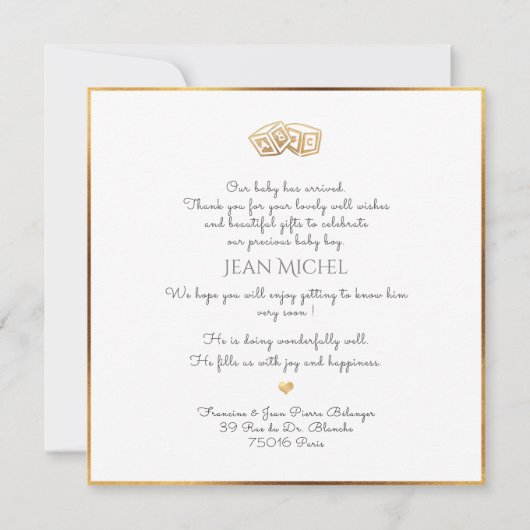 Invitation PixDezines Faux Gold Monogram Merci (Dos)