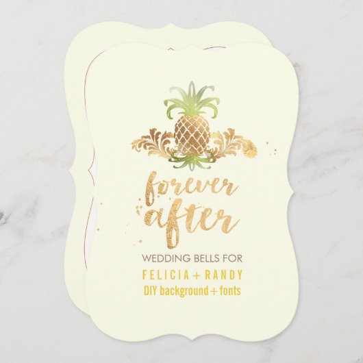 Invitation PixDezines Faux Gold Royal Hawaiian Pineapples (Devant / Derrière)