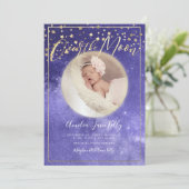 Invitation PixDezines Faux Gold+Silver, sur la lune (Debout devant)