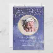 Invitation PixDezines Faux Gold+Silver, sur la lune (Devant)