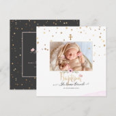 Invitation PixDezines Faux Gold Stars Baptême (Devant / Derrière)