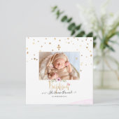 Invitation PixDezines Faux Gold Stars Baptême (Debout devant)