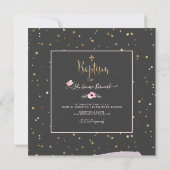 Invitation PixDezines Faux Gold Stars Baptême (Dos)
