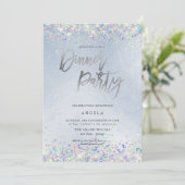 Invitation PixDezines Faux Hologramme Dusty Blue Dinner Party (Debout devant)