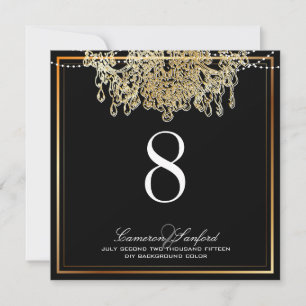 Invitation PixDezines faux lustres en or/numéros de table