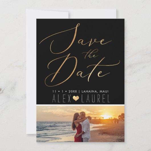 Invitation PixDezines Faux Or Sauver la Date (Devant)