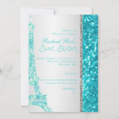 Invitation PixDezines faux parties scintillant eifflel/aqua b (Dos)