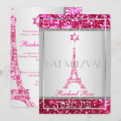 Invitation PixDezines faux parties scintillant eifflel/Bat mi (Devant / Derrière)
