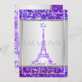 Invitation PixDezines faux parties scintillant eifflel/Bat mi (Devant / Derrière)