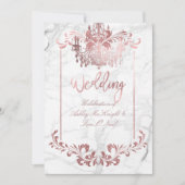 Invitation PixDezines Faux Rose Gold Chandelier / Coeur / Mar (Devant)
