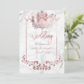 Invitation PixDezines Faux Rose Gold Chandelier / Coeur / Mar (Debout devant)