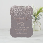 Invitation PixDezines Faux Rose Gold Confetti Fiançailles (Debout devant)