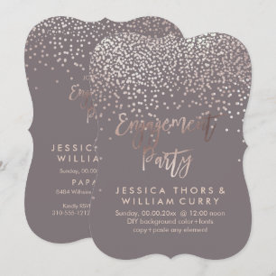 Invitation PixDezines Faux Rose Gold Confetti Fiançailles