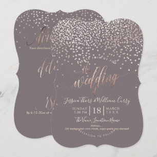 Invitation PixDezines Faux Rose Gold Confetti Mariage+RSVP