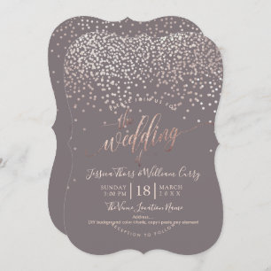 Invitation PixDezines Faux Rose Gold Confetti Mariage+RSVP