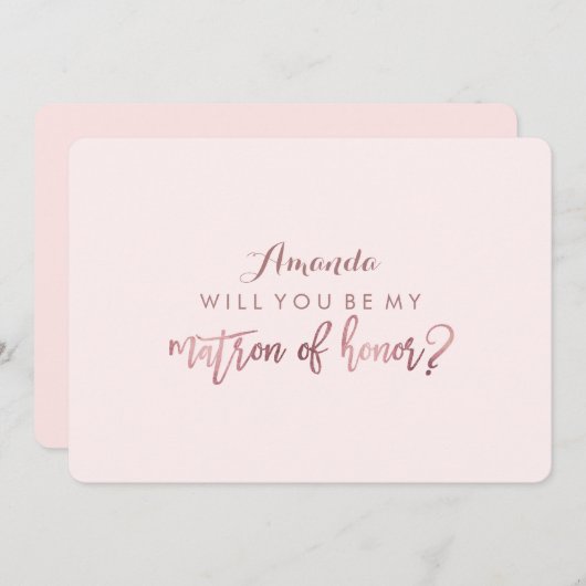 Invitation PixDezines Faux Rose Gold sera-t-il..Matron (Devant / Derrière)
