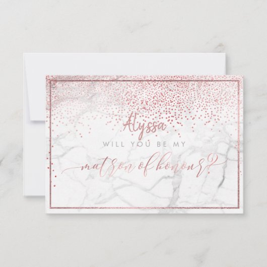 Invitation PixDezines Faux Rose Gold sera-tu Matron ? (Devant)