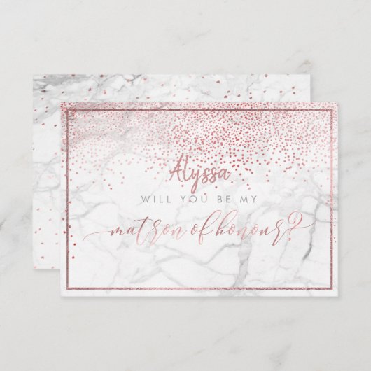 Invitation PixDezines Faux Rose Gold sera-tu Matron ? (Devant / Derrière)