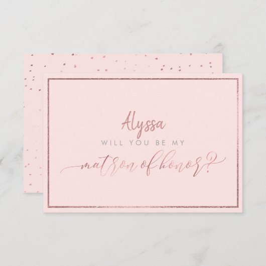 Invitation PixDezines Faux Rose Gold sera-tu Matron ? (Devant / Derrière)