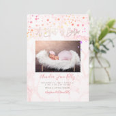 Invitation PixDezines Faux Rose Gold Stars, A Star est né (Debout devant)