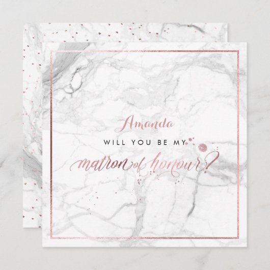 Invitation PixDezines Faux Rose Gold Vous Matron d'honneur (Devant / Derrière)