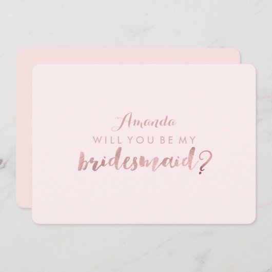 Invitation PixDezines Faux Rose Gold Vous Sera. Bridesmaid (Devant / Derrière)